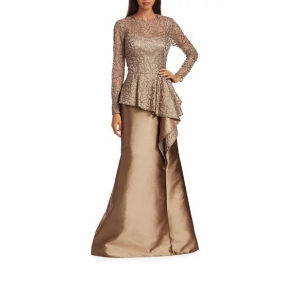 Teri Jon Dresses & Skirts - Teri Jon Lace & Gazar A-line Champagne Gown.